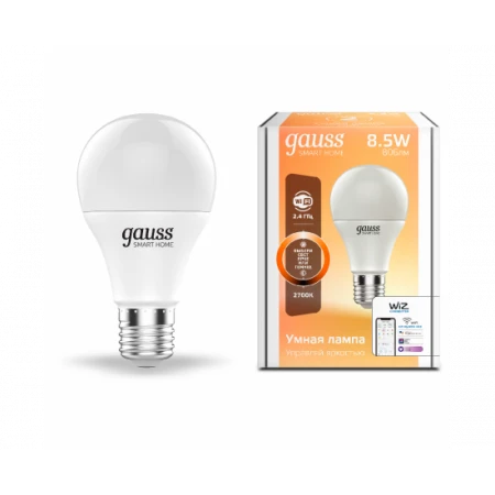 ЛАМПА СВЕТОДИОДНАЯ GAUSS SMART HOME DIM E27 A60 8.5 ВТ 2700К 1/10/40