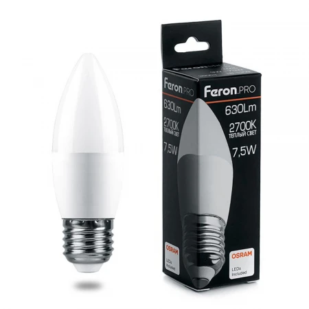 Лампа светодиодная Feron.PRO LB-1307 Свеча E27 7.5W 2700K OSRAM LED