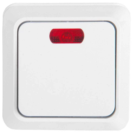 Выключатель 1-кл. открытой установки с подсветкой IP20 10А, белый "Альфа" General