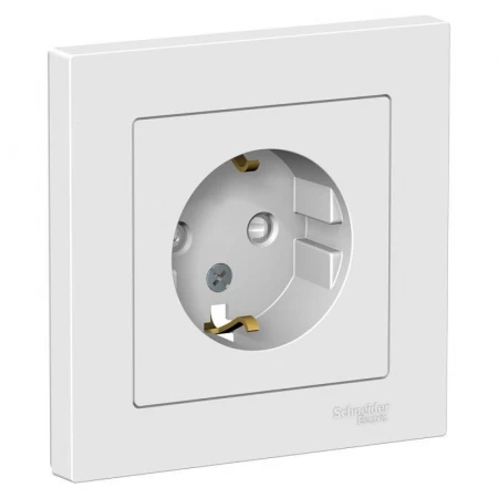 Розетка 2К+З Systeme Electric AtlasDesign 16A 250V со шторками белая ATN000144