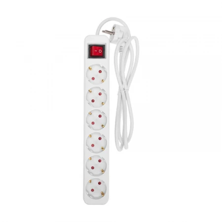 Удлинитель STANDARD 6 гнезд, 1,5м, 3х1,0мм², с/з, с выключателем, белый REXANT 13-4046