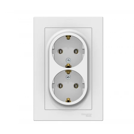 Розетка двойная 2К+З Systeme Electric AtlasDesign 16A 250V белая ATN000124