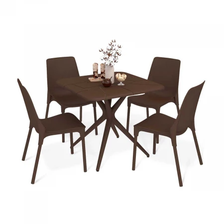 Обеденная группа Sheffilton SHT-DS206 коричневый/коричневый муар 4908663501
