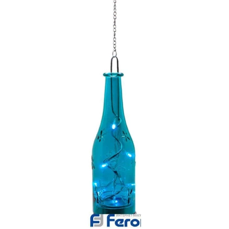 Световая фигура "бутылка с гирляндой" голубая, lt049